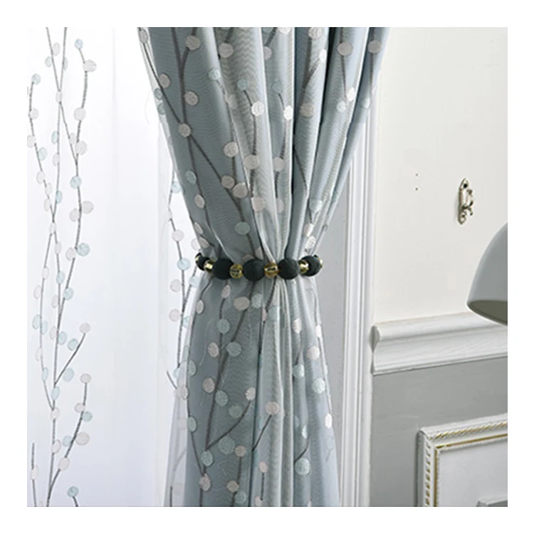 Quality blue round point tree window curtains for the living room
