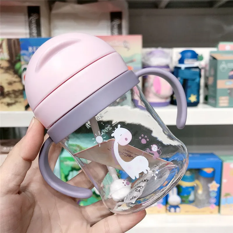 250ml cartoon Silicone Feeding Bottle baby Drinking Milk PP Non-spill Portable sippy cup wholesale