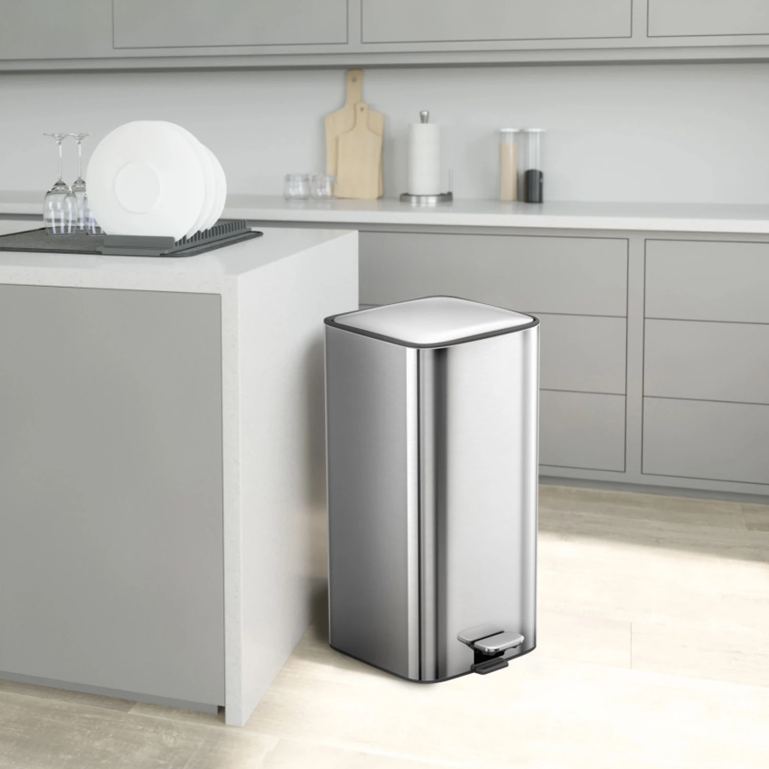 28L stainless steel Soft Close living room office  Square pedal trash bin waste bin trash can dustbin