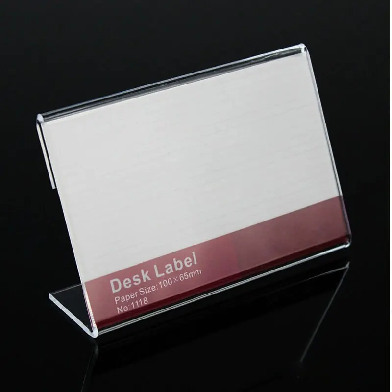 Personalized Countertop Lucite label holders Clear Acrylic Price Tag Name Plate display Holder