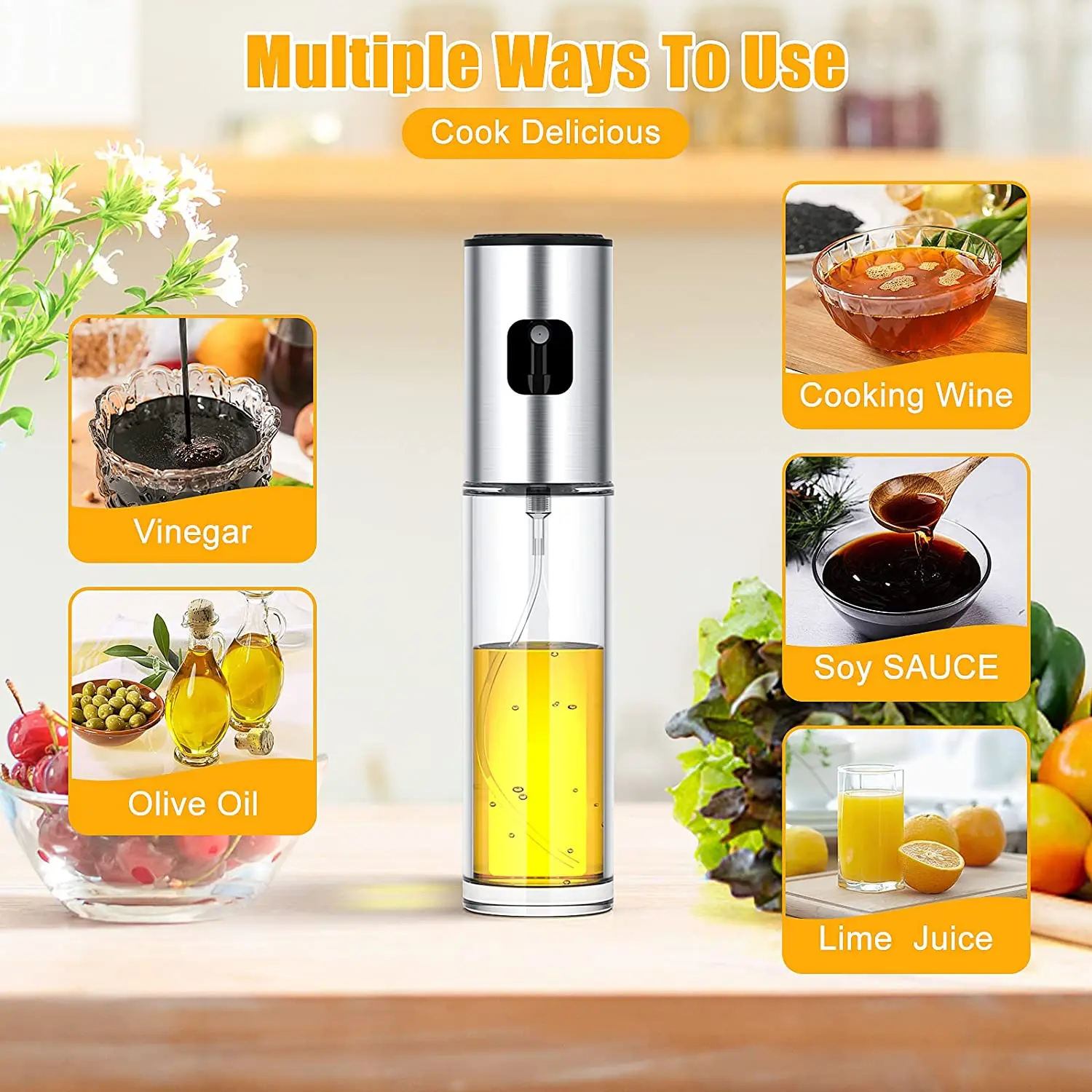 Refillable Food Grade Oil Vinegar Spritzer Spray Kitchen Tool Olive Oil Sprayer Mister Olive Oil Spray Bottle