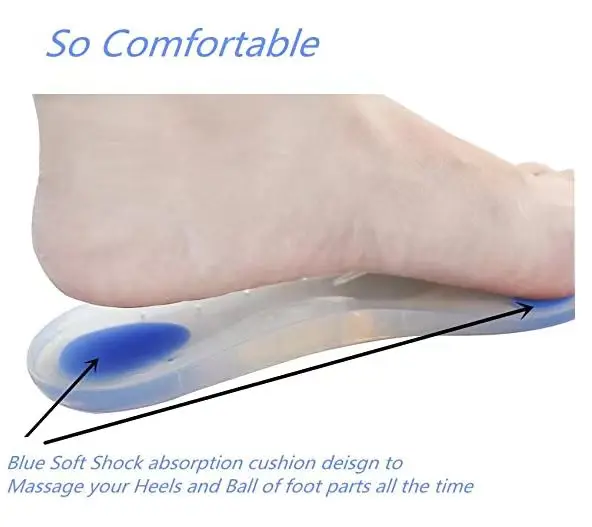 Silicone Insole Plantar Fasciitis Shoe Insert for Foot Massage Soft Gel Arch Support Orthopedic Foot Care Metatarsal Insole
