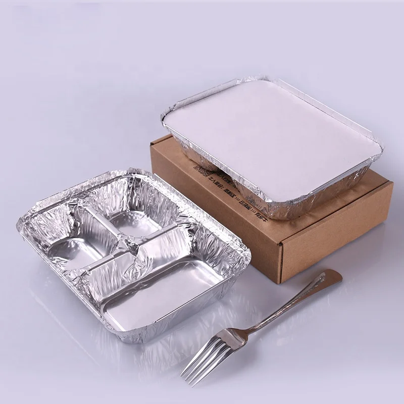 780 мл 3 отделения контейнер для пищевых продуктов из алюминиевой фольги одноразовые