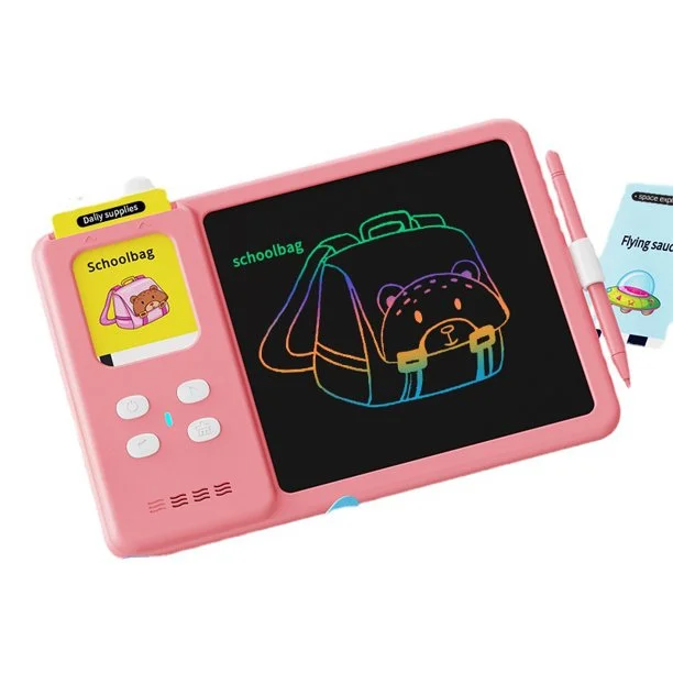 Custom 2-in-1 LCD Writing Tablet Alphabet Talking Flash Cards Musical Plastic Educational Toy for Kids 112 Talking Flash Cards