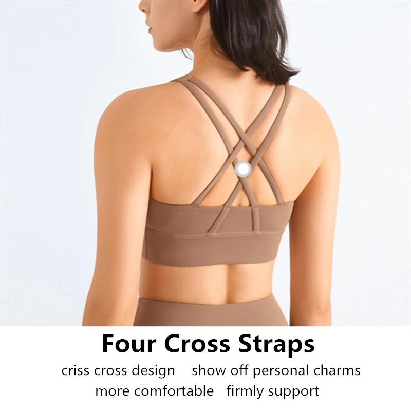 Fitness Vest Removable Chest Pad GYM Sports Bra for Women High Support Back Cross Yoga Underwear Breathable Quick Dry Tank Top