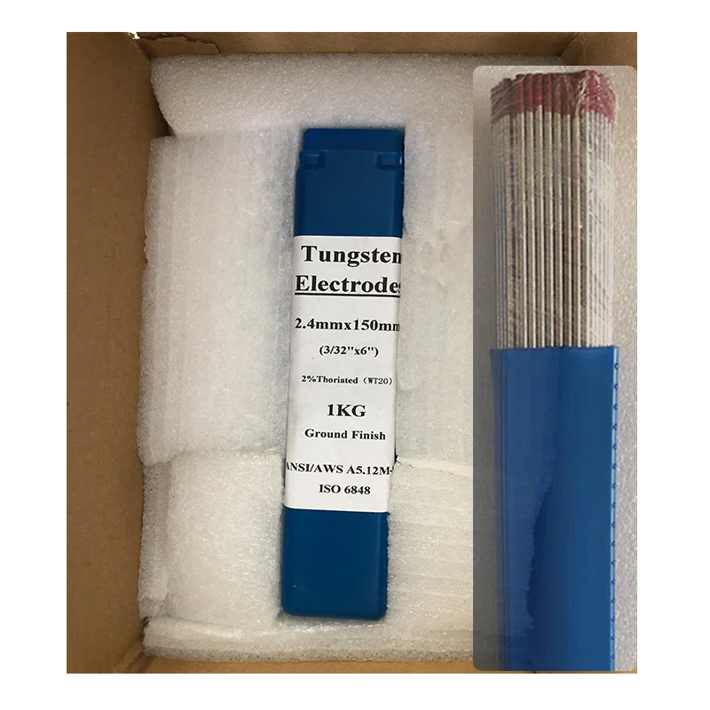 baoji red tip tig tungsten welding electrodes 2.4mm 2thoriated manufacturers supplier