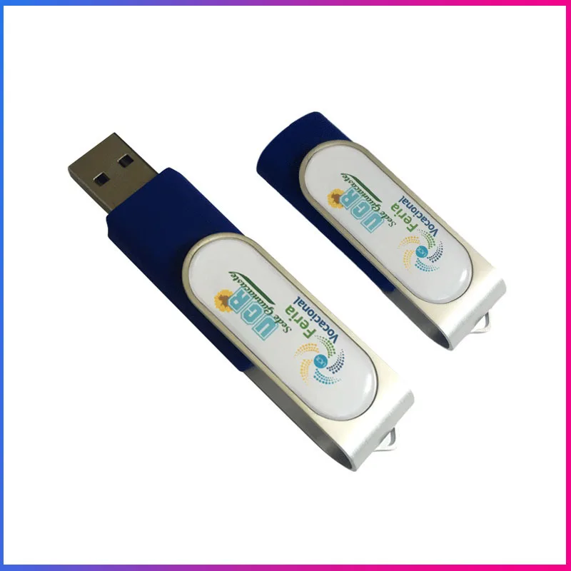 customized domeable Twister swivel rotate USB flash pen thumb drive with domed label for promotions gifts giveaways marketing