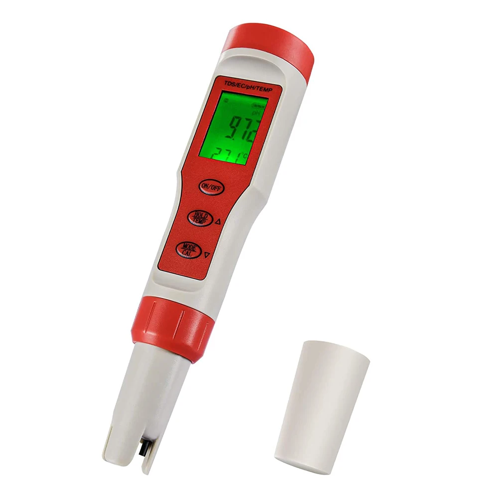 Digital PH Meter with ATC: 4 in 1 PH TDS EC Temp - Tester High Accuracy Pocket Size Measurement for Pool, Lab TP15