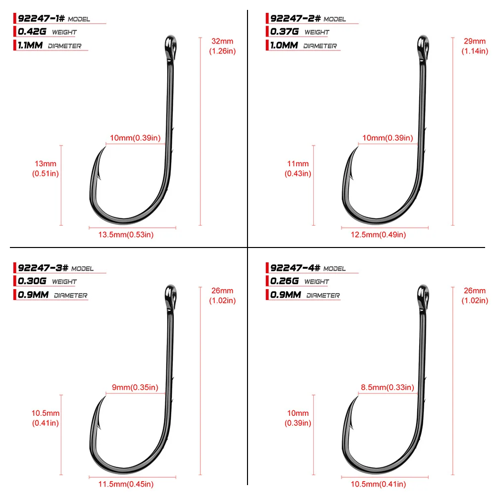 Wholesale 92247 100pcs/Bag High Carbon With 2 Barbed Single Fishing Hook Long Shank Baitholder Hooks