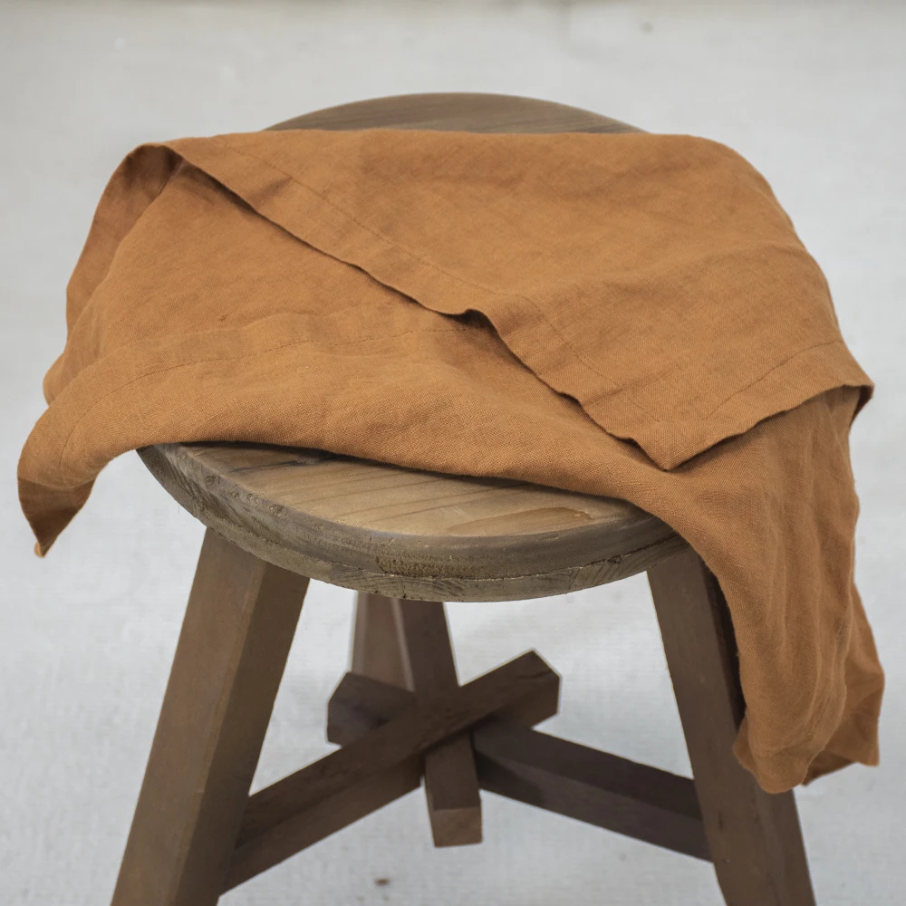 Christmas Wedding Rectangle Dinner Hotel rustic orange brown sage green glod natural pure linen napkins