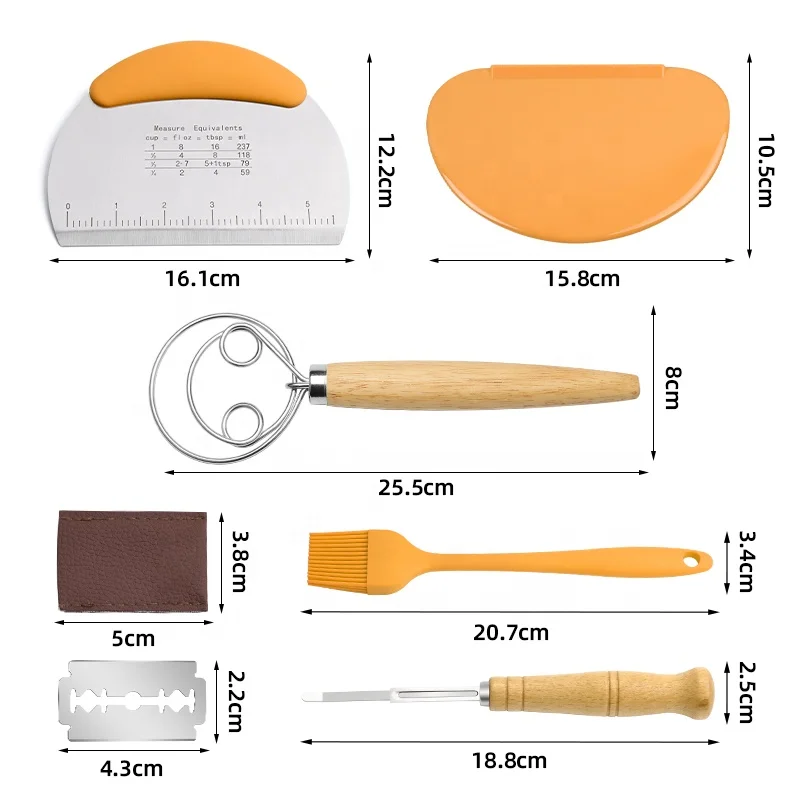 Orange Style Fermentation basket Bread Proofing Basket Set sourdough proofing basket with Bread Sling Danish Whisk Bread Lame