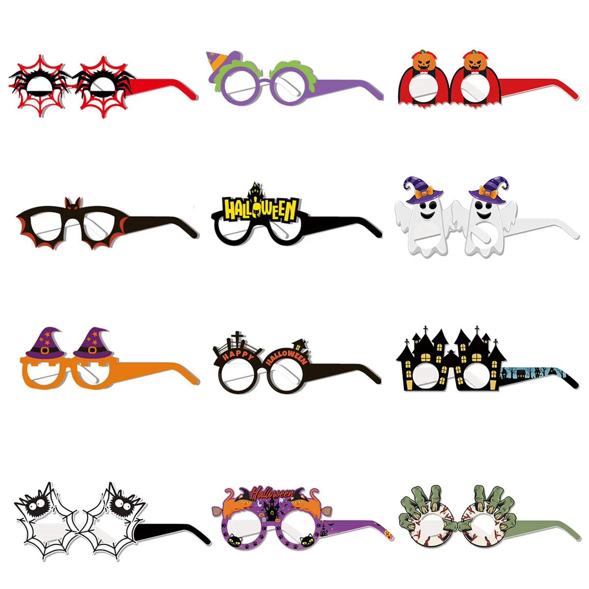 2024 Halloween Party Paper Glasses Europe and the United States Ghost Festival Halloween Theme Weird 12pcs Dress up Props