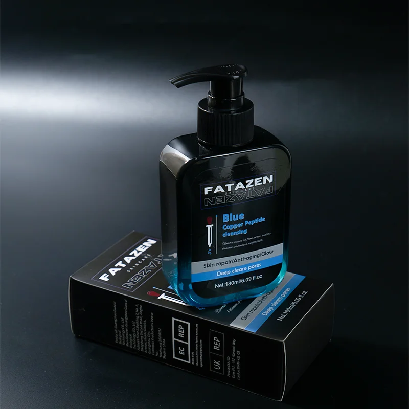 OEM Luxury Foaming Smoothing Anti Acne Deep Cleansing Face Wash Wholesale Blue Copper Peptide Cleansing Gel Facial Cleanser