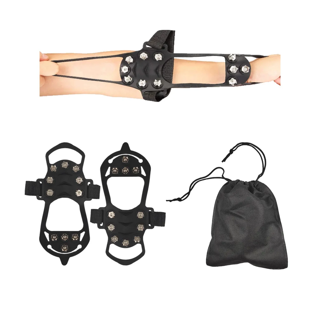 Wholesale 11 Spikes Crampons Zinc Plated Iron Nails Anti-Slip Nature Rubber Ice Cleats Grips for Hiking Fishing Shoes Boots