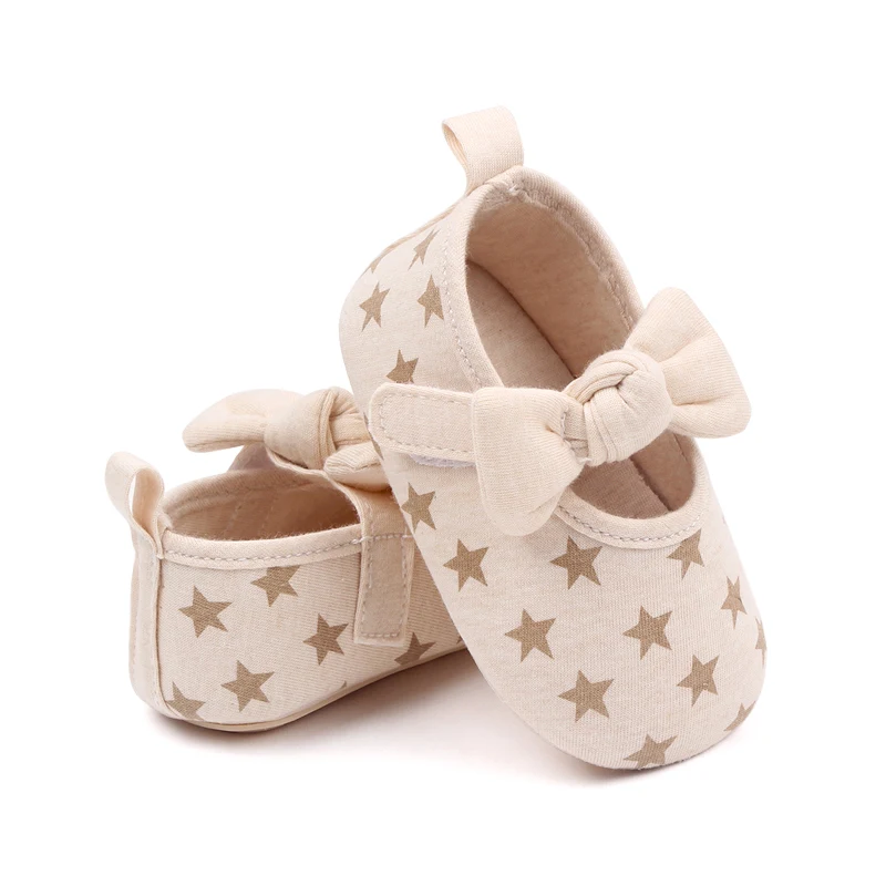Beige Color Heart & Star Design Baby Princess TPR Shoes Baby Casual Shoes