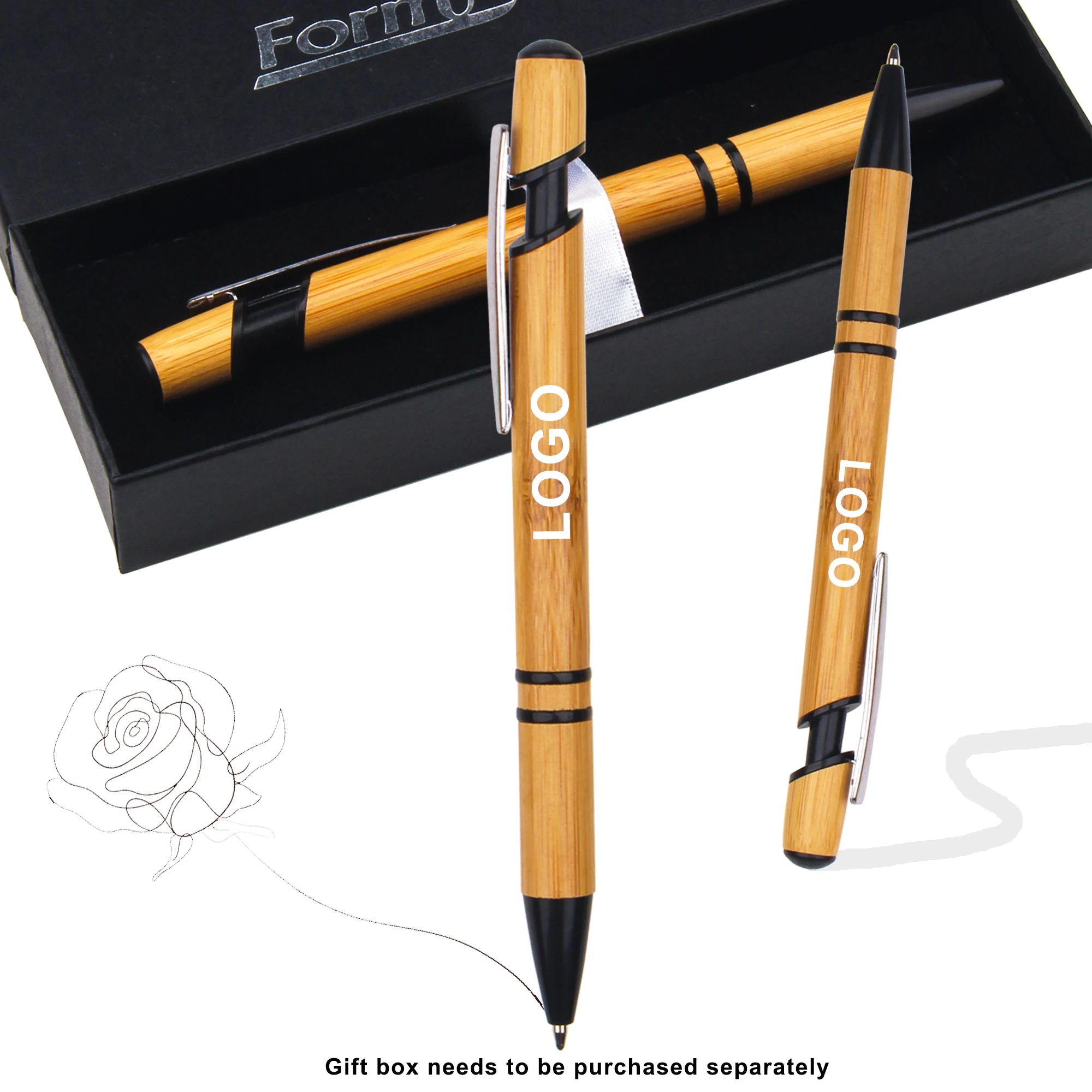 High Quality Eco Friendly Bamboo Ball Pens With Stylus Custom Logos