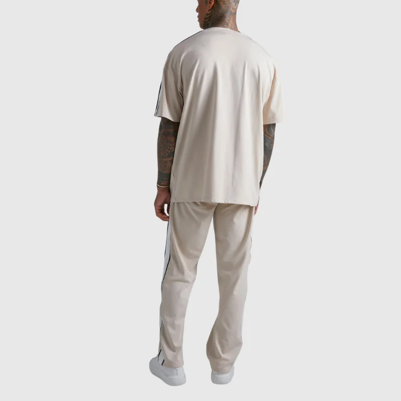 Top Quality Men 100% Cotton Oversized Striped T Shirt Custom Logo Big and Tall T Shirts Dropped Shoulder Tee Shirt