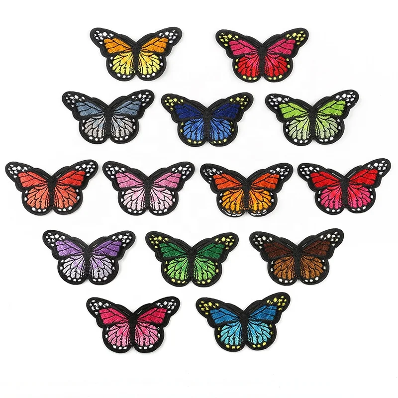 New Design Colorful Butterfly Iron On Backing Garment Badges Embroidered Patches and Applique