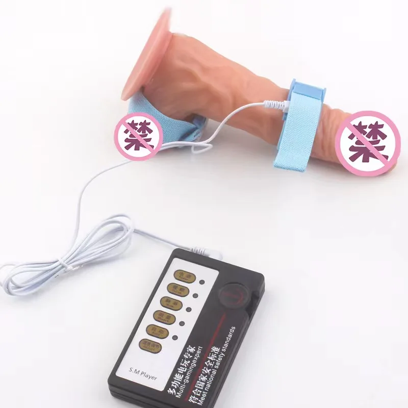 Adjustable Electric Shock Therapy Cock Ring Adult Sex Toys Penis Sleeve Male Masturbation