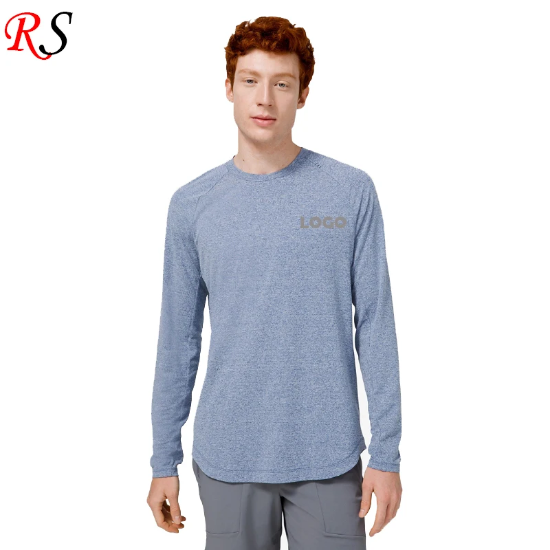 
Hot Selling Wholesale New Design Active Fitness Nylon Men Long Sleeve T shirt 