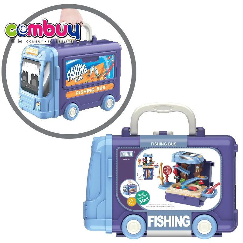 Интерактивный чемодан Автобус 3 в 1 Игрушки для рыбного стола детские игры рыбалки удочки