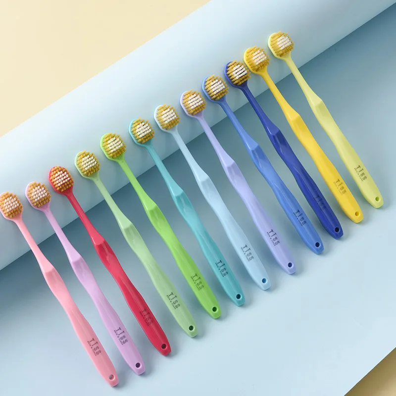 2023 tiss japan fashionable new adult toothbrush 12 color sizes can be customized logo soft wide head strong cleaning