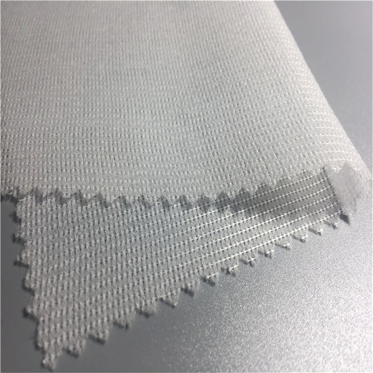 interlining company high quality 100% polyester adhesive buckram Warp knitted interlining
