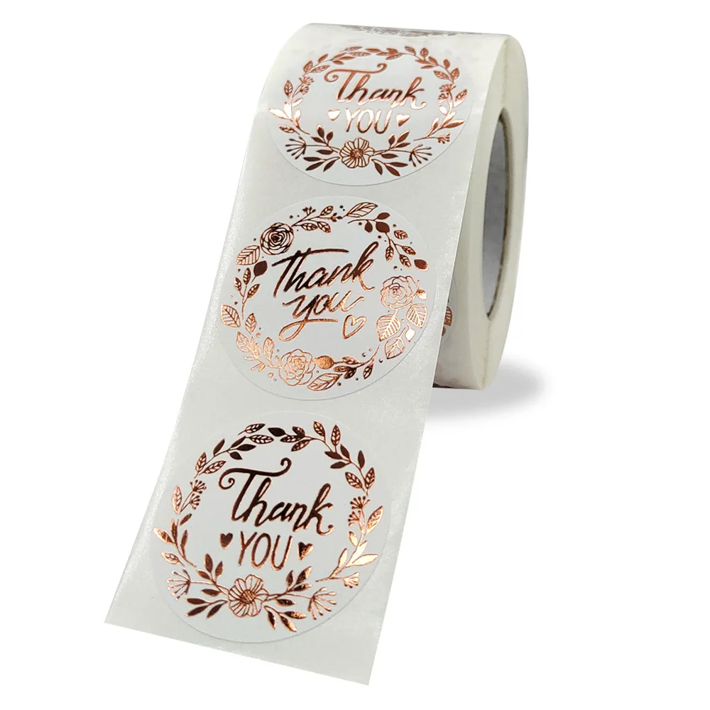 Print Circle Transparent Rose Gold Sticker LOGO Label Adhesive PP Rose Gold Foil Stickers