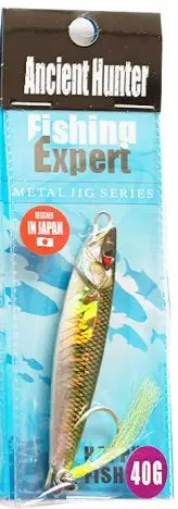 Ancient Hunter 1PCS/Bag shore Jigging  20G 40G 60G 80G  Metal 3D bionic printing shore jig With Mustad hook