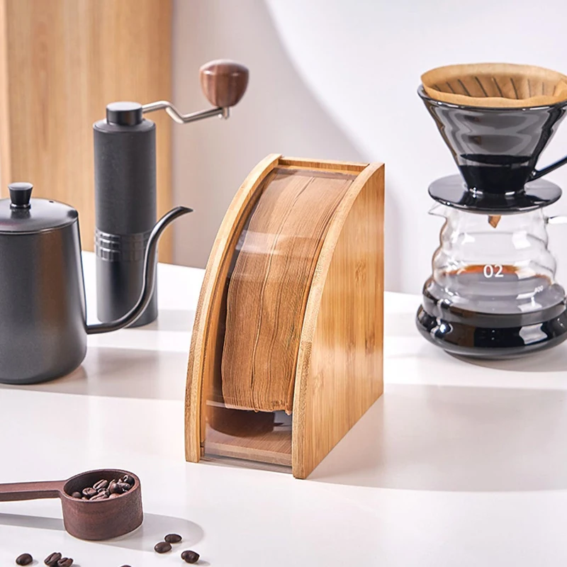 Экологичная бамбуковая коробка для хранения кофейной фильтровальной бумаги держатель для кофейной фильтровальной бумаги с пылезащитной крышкой