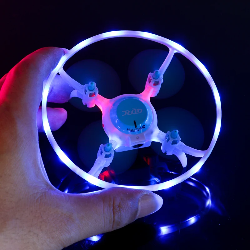 Crash proof one key take off landing spin flips RC flying quadcopter LED light mini drone for beginner kid