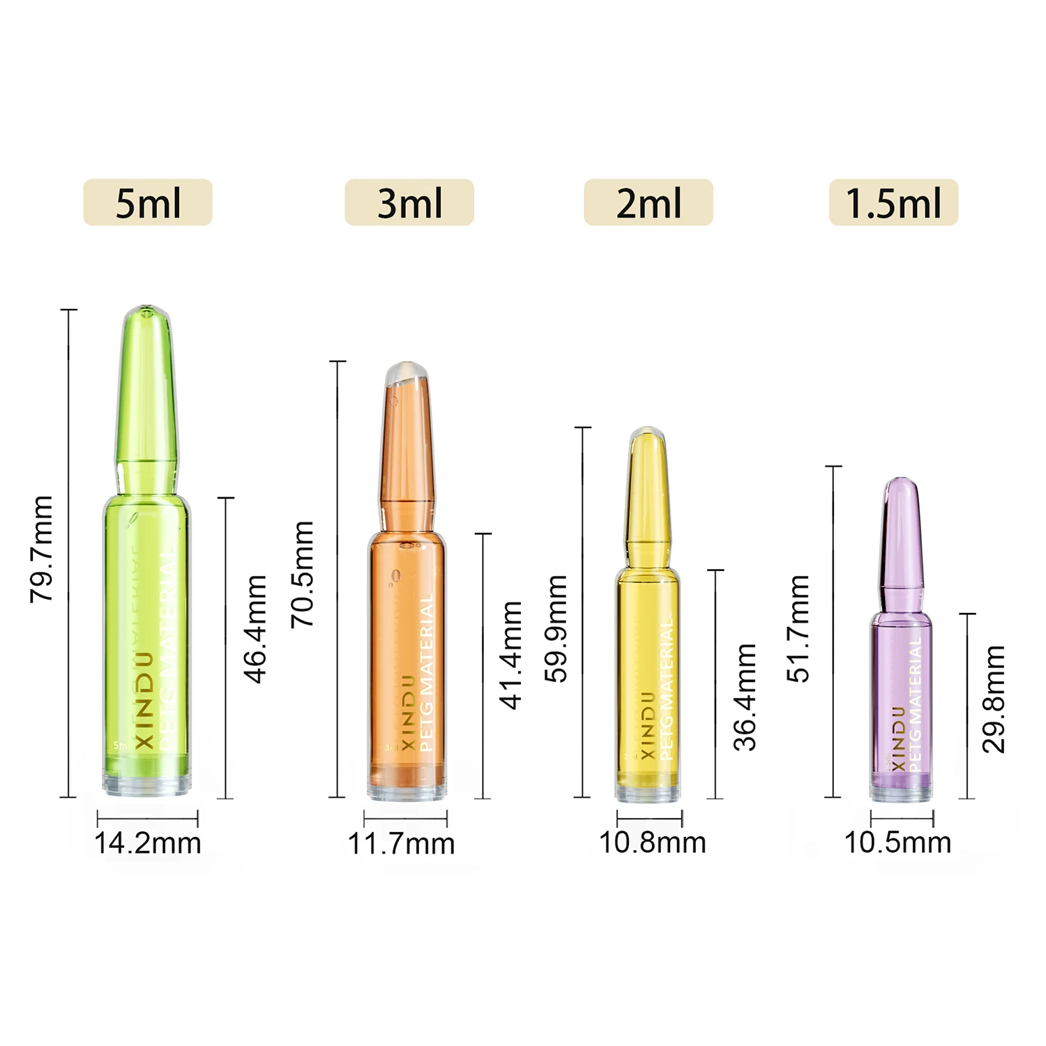 promotion Small size twist off the head for one-time use PETG PP cosmetic bottle 1.5ml for Essence Serum Ampoule packaging
