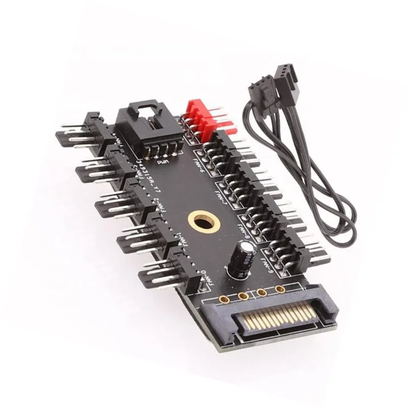 Computer 10 Road Chassis Fan Hub SATA Fan Extension 1 to 10Road STA Fan Controller Other Computer Accessories