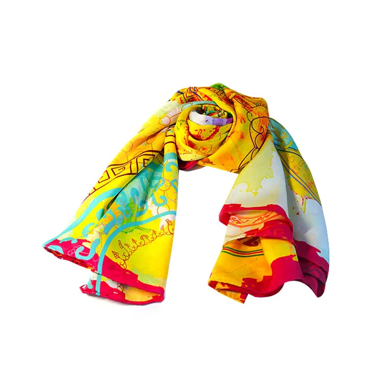 Printed Shawl  Silk Multifunction Floral Print Chiffon Hijab Scarf 2021 Fabric Handbag Jersey Long Silk Scarf Printing