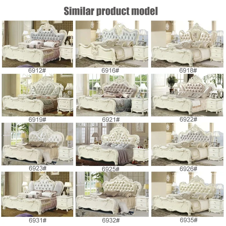 European palace deluxe king bed customized golden bedroom set storage newlywed double bed