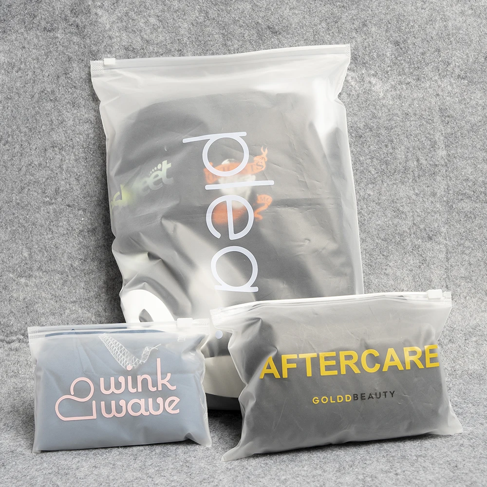Free Design Custom Printing Biodegradable Slider Zip Lock Matte Eva/Pvc Frosted T-Shirt Packaging Zipper Plastic Bag For Hoodies