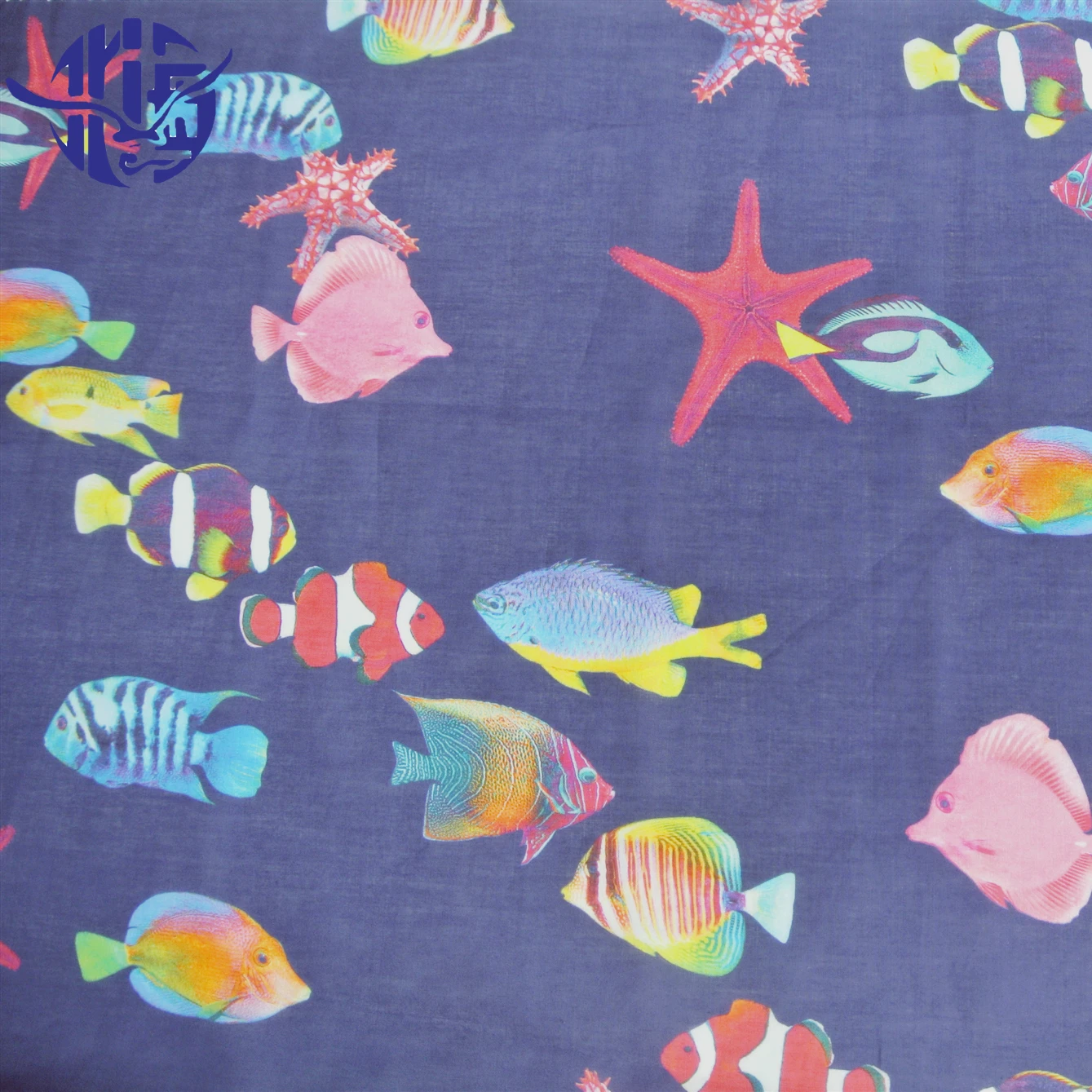 Sea creature fish pattern 60s poplin digital 100% cotton voile fabric animal prints
