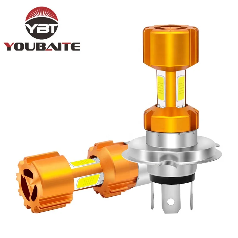 factory selling golden 12V 6000k COB 3sides 2500LM High power BA20D H4 motorcycle led headlight bulb