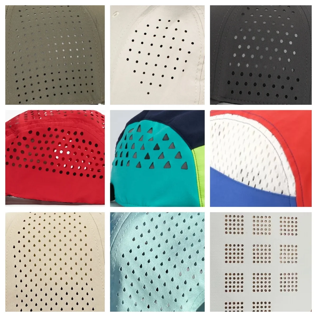 Custom Embroidery Rubber Patch Logo Golf Gorras Nylon Perforated Sport Cap 5 Panel Baseball Waterproof Snapback Hats With Rope