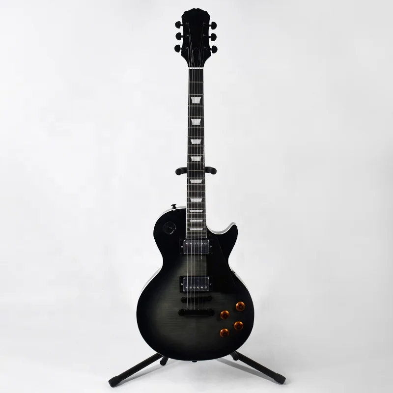 ZLG 6 string LP guitar Black hardware Flame maple top Outstanding Quality Oem Custom black Color Bright 39' Electric Guitar
