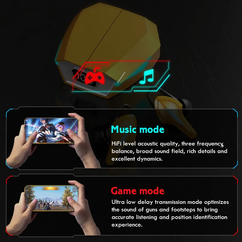 Car Model K12 Gaming Ture Wireless Earbuds Multicolor Game Lamp Headphones Wireless Bluetooth Earbuds With Power Digital Display