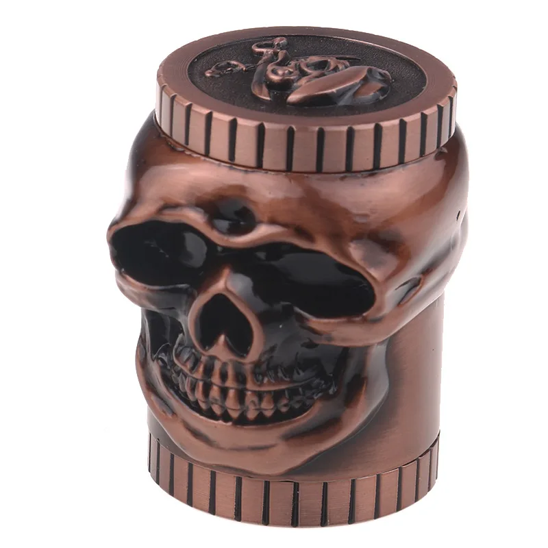 Factory direct 2021 new metallic manual tobacco shredder new cigarette grinder skeleton head full metallic cigarette grinder