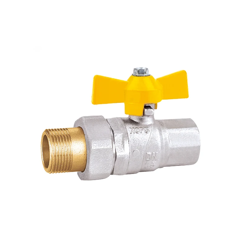 1/2 - 1 inch Butterfly Handle in Aluminum Female x Male Union Full Port Brass Natural Oil Gas Ball Valve