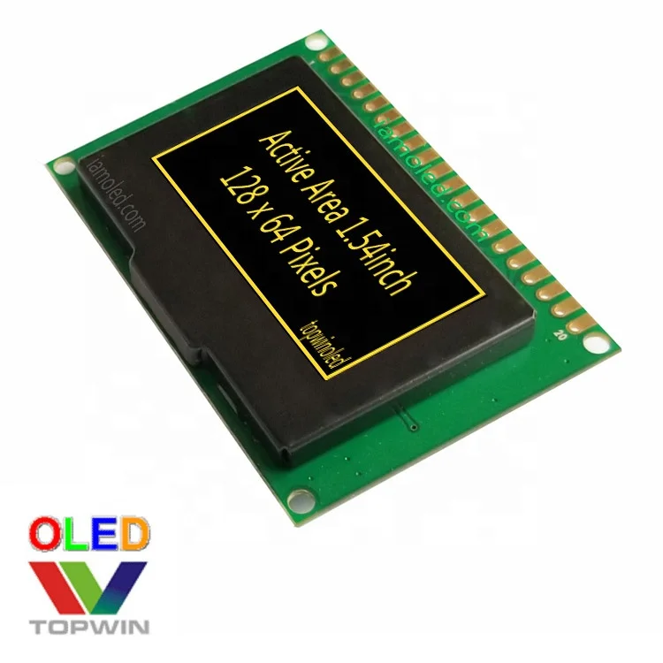 1.54' 1.54 inch 128x64 dots Yellow colour oled display module TW28640155YB02 IIC SPI parallel Interface inside  oled screen