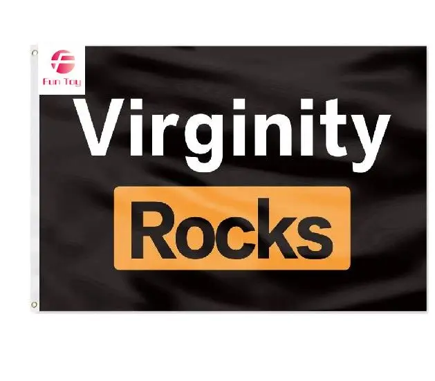 New Virginity Rocks Black Wall 3x5 Feet Banner