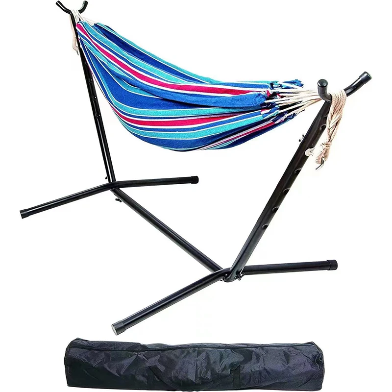 Wholesale  Portable outdoor Hammock Folding Double Hanging Nylon Swing Outdoor Camping Beach Garden Hammocks with stand