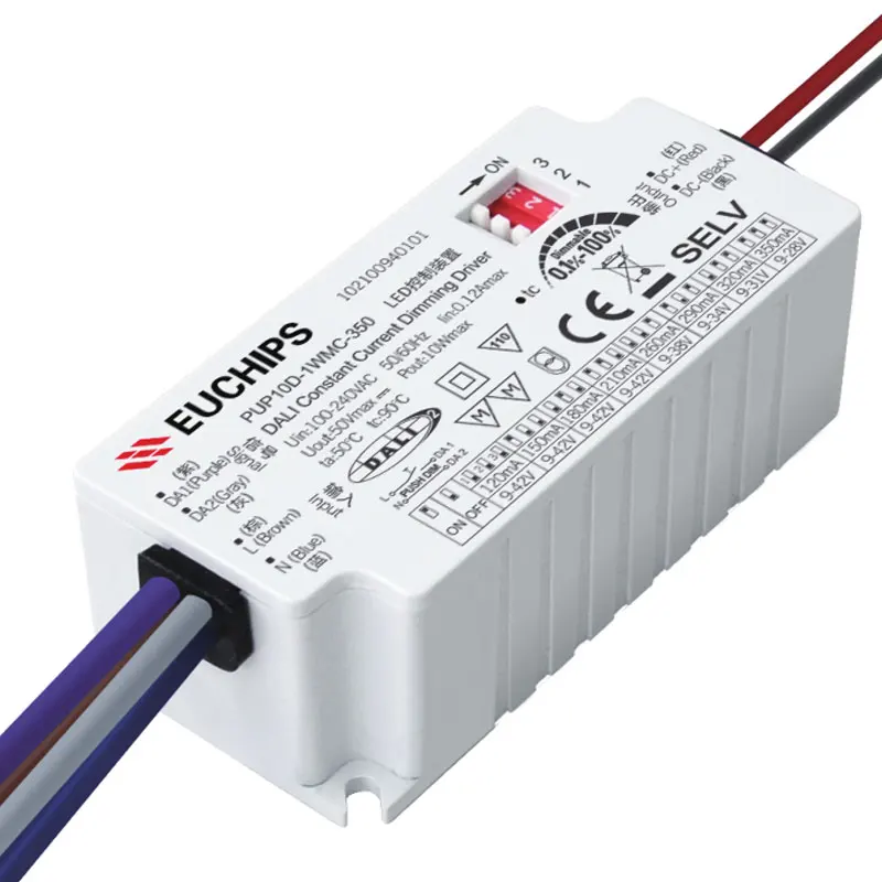 EUCHIPS 10W DALI Constant Current Dimmable Led driver 300mA Downlights Spot lights Driver North American Standard Dimmer Driver