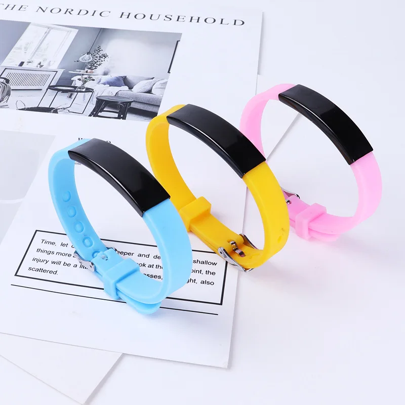2024 New Factory directly sell DIY engraveable letters bangle stainless steel 10mm width colorful silicone lovers bracelet