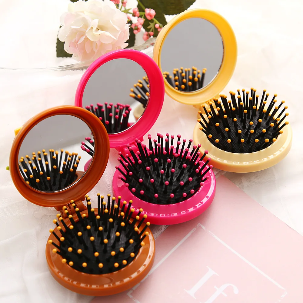 2021 Новый Стиль Пластиковая Складная популярная круглая дорожная Щетка для волос с зеркалом для подарков