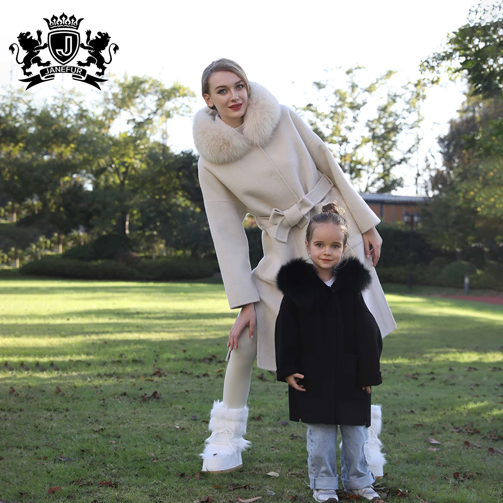 2024 european winter cape women wool double-sided cashmere coat fox fur fur hooded cloak wool cashmere coat